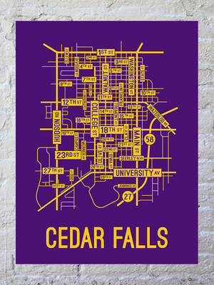 Cedar Falls, Iowa Street Map Poster