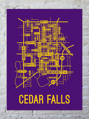 Cedar Falls, Iowa Street Map Canvas