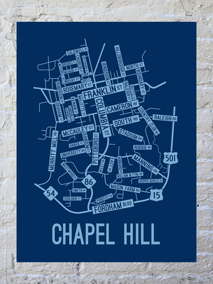 Chapel Hill, North Carolina Street Map Canvas