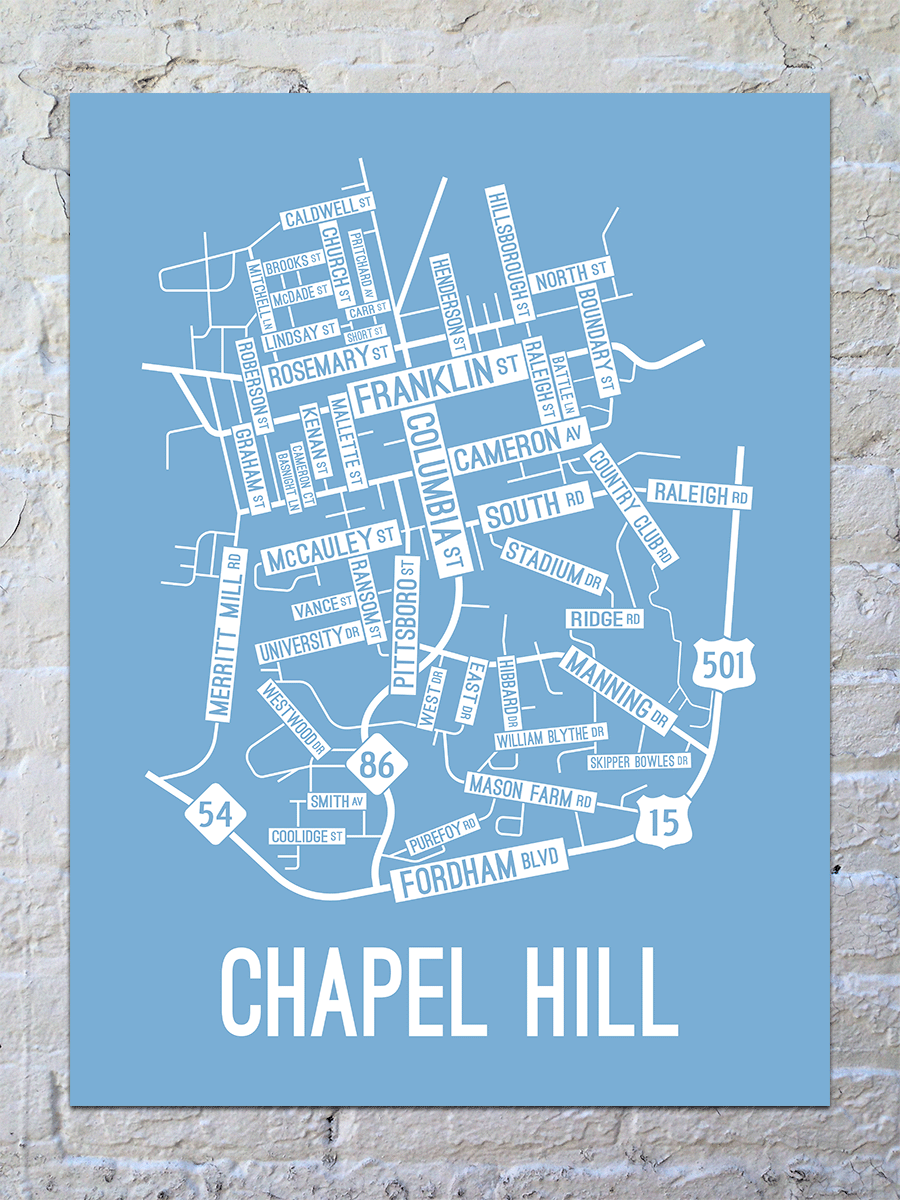 Chapel Hill, North Carolina Street Map Poster