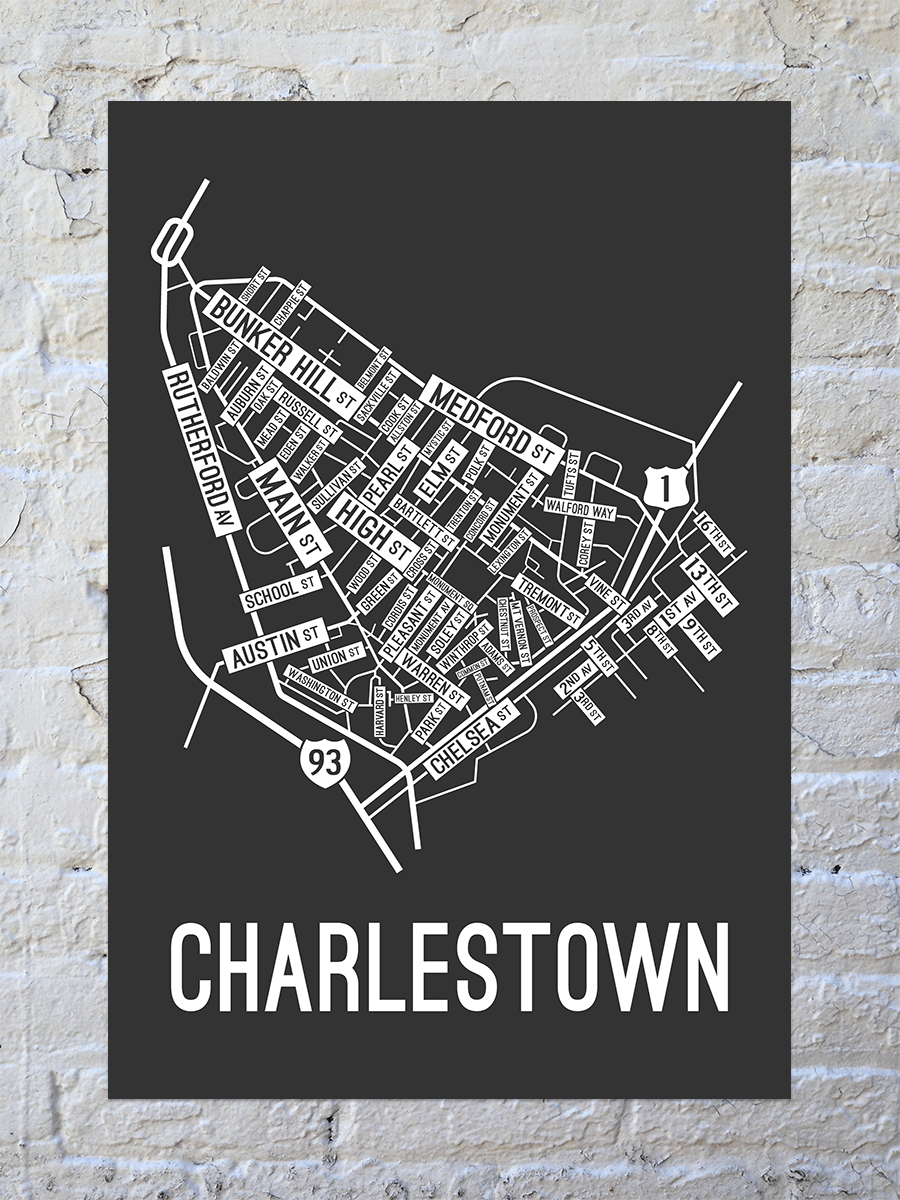 Charlestown, Boston Street Map Poster