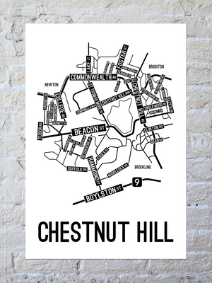 Chestnut Hill, Massachusetts Street Map Poster