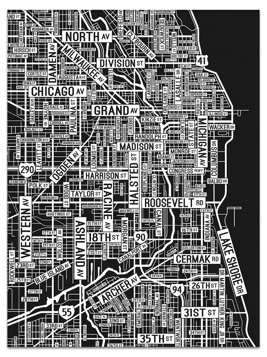 Chicago, Illinois Downtown Street Map Canvas