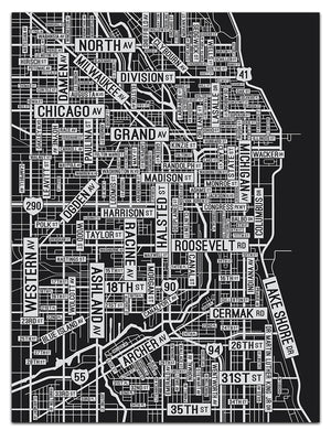 Chicago Street Map 18" x 24" Screen Print