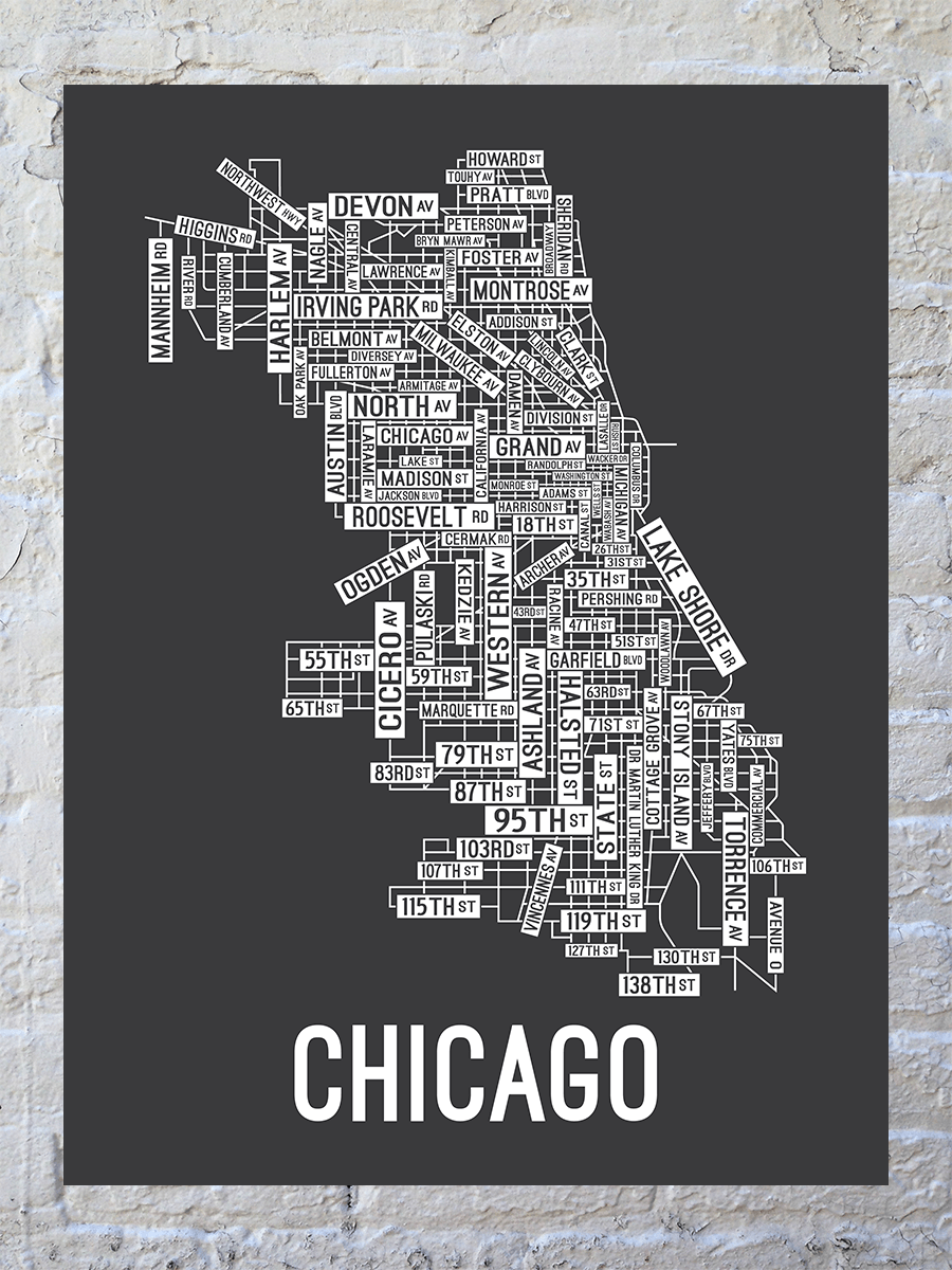 Chicago, Illinois Street Map Poster