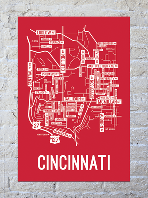 Cincinnati, Ohio Street Map Screen Print