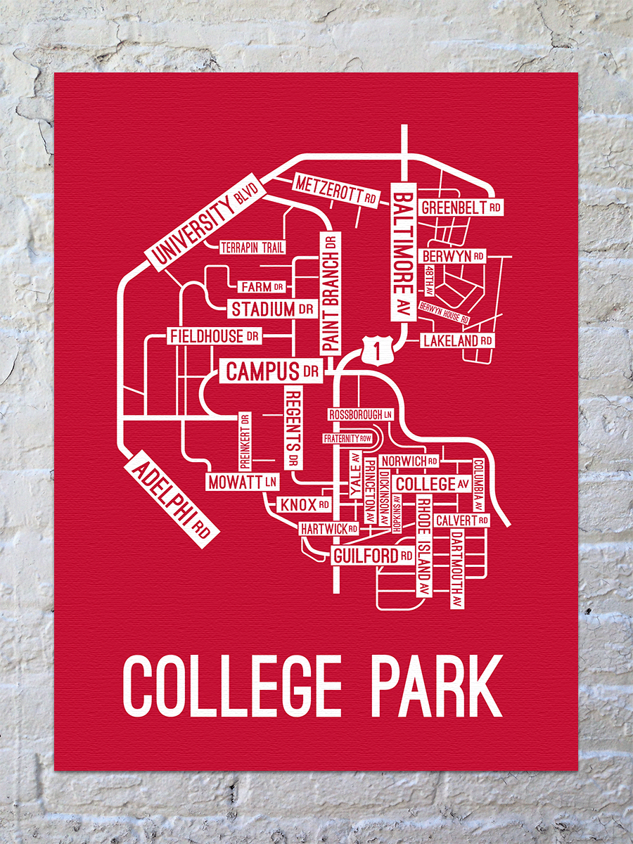 College Park, Maryland Street Map Canvas