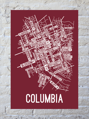 Columbia, South Carolina Street Map Print