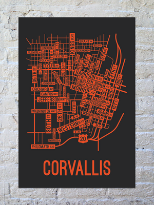Corvallis, Oregon Street Map Screen Print