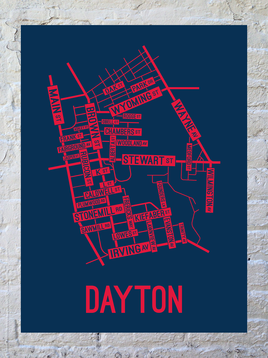 Dayton, Ohio Street Map Poster