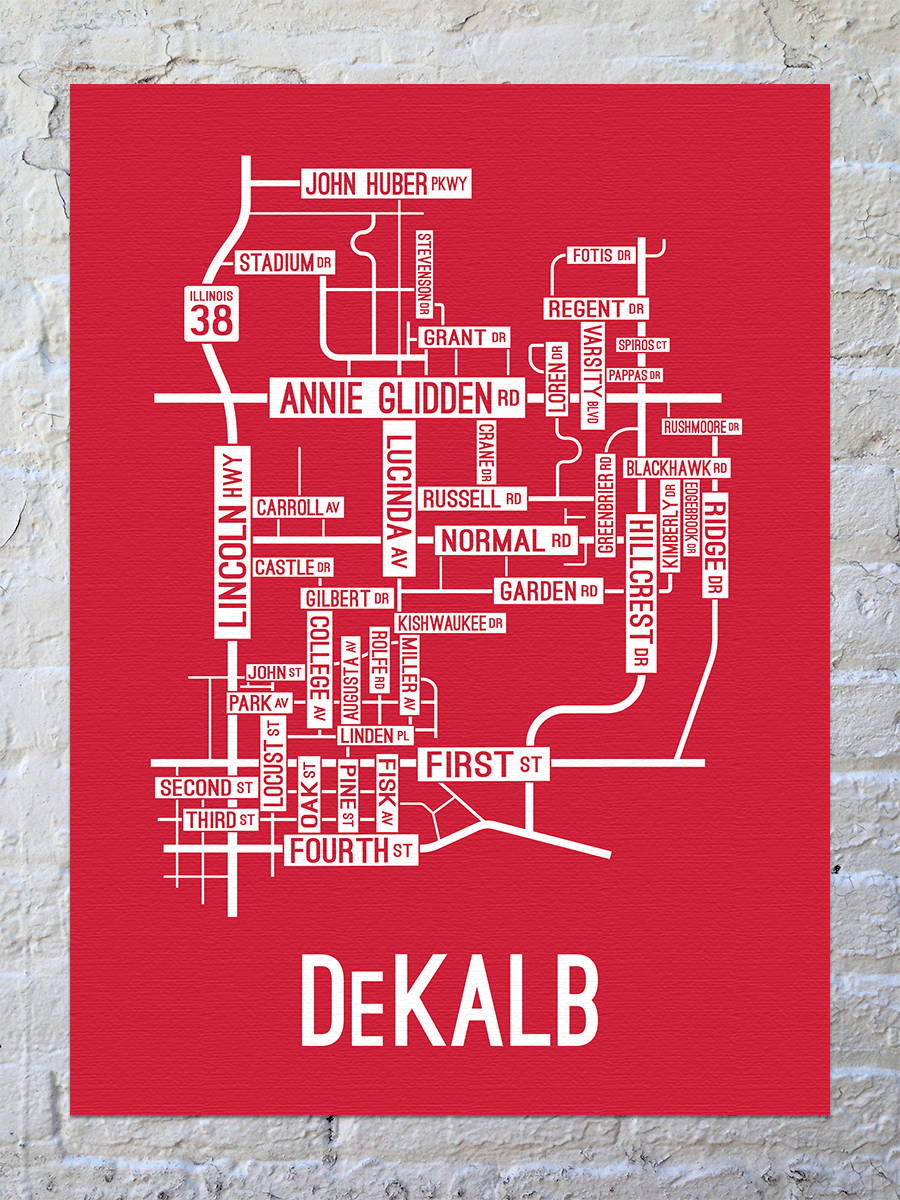 DeKalb, Illinois Street Map Canvas