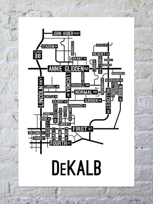 DeKalb, Illinois Street Map Poster
