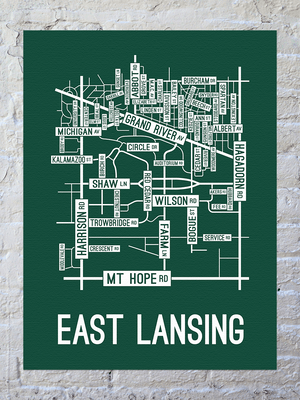 East Lansing, Michigan Street Map Canvas