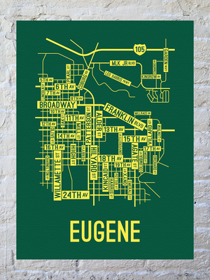 Eugene, Oregon Street Map Canvas