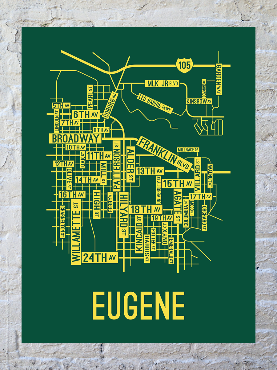 Eugene, Oregon Street Map Poster