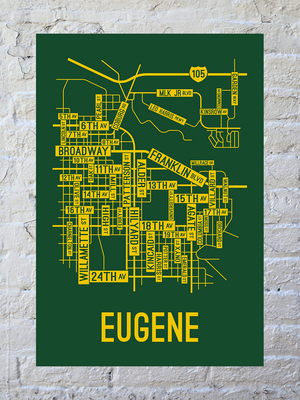 Eugene, Oregon Street Map Print