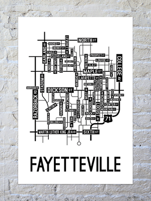 Fayetteville, Arkansas Street Map Poster