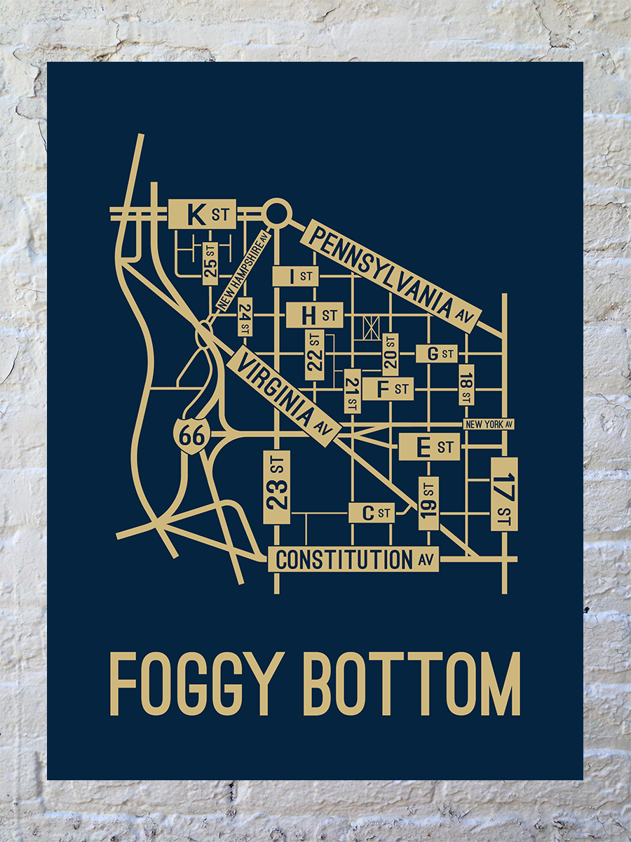 Foggy Bottom, Washington D.C. Street Map Poster