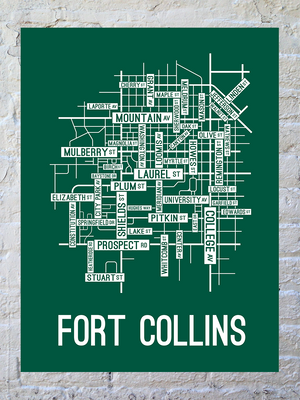 Fort Collins, Colorado Street Map Poster