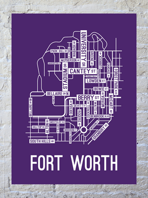 Fort Worth, Texas Street Map Poster