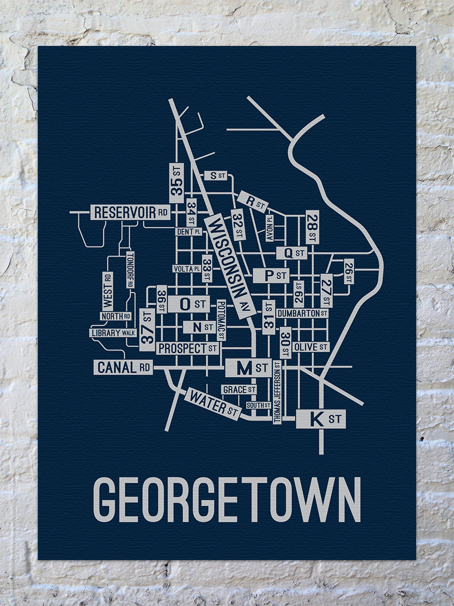 Georgetown, Washington D.C. Street Map Canvas