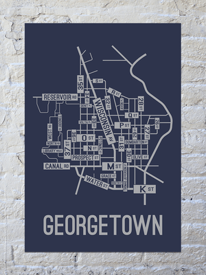 Georgetown, Washington D.C. Street Map Screen Print