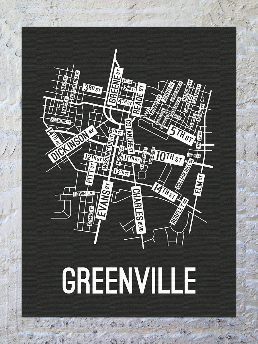 Greenville, North Carolina Street Map Canvas