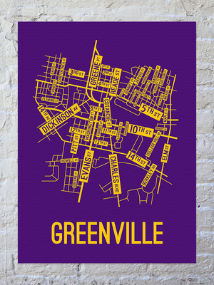 Greenville, North Carolina Street Map Canvas