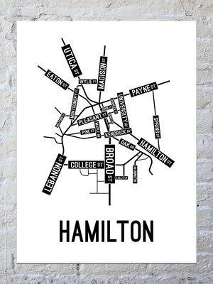 Hamilton, New York Street Map Poster