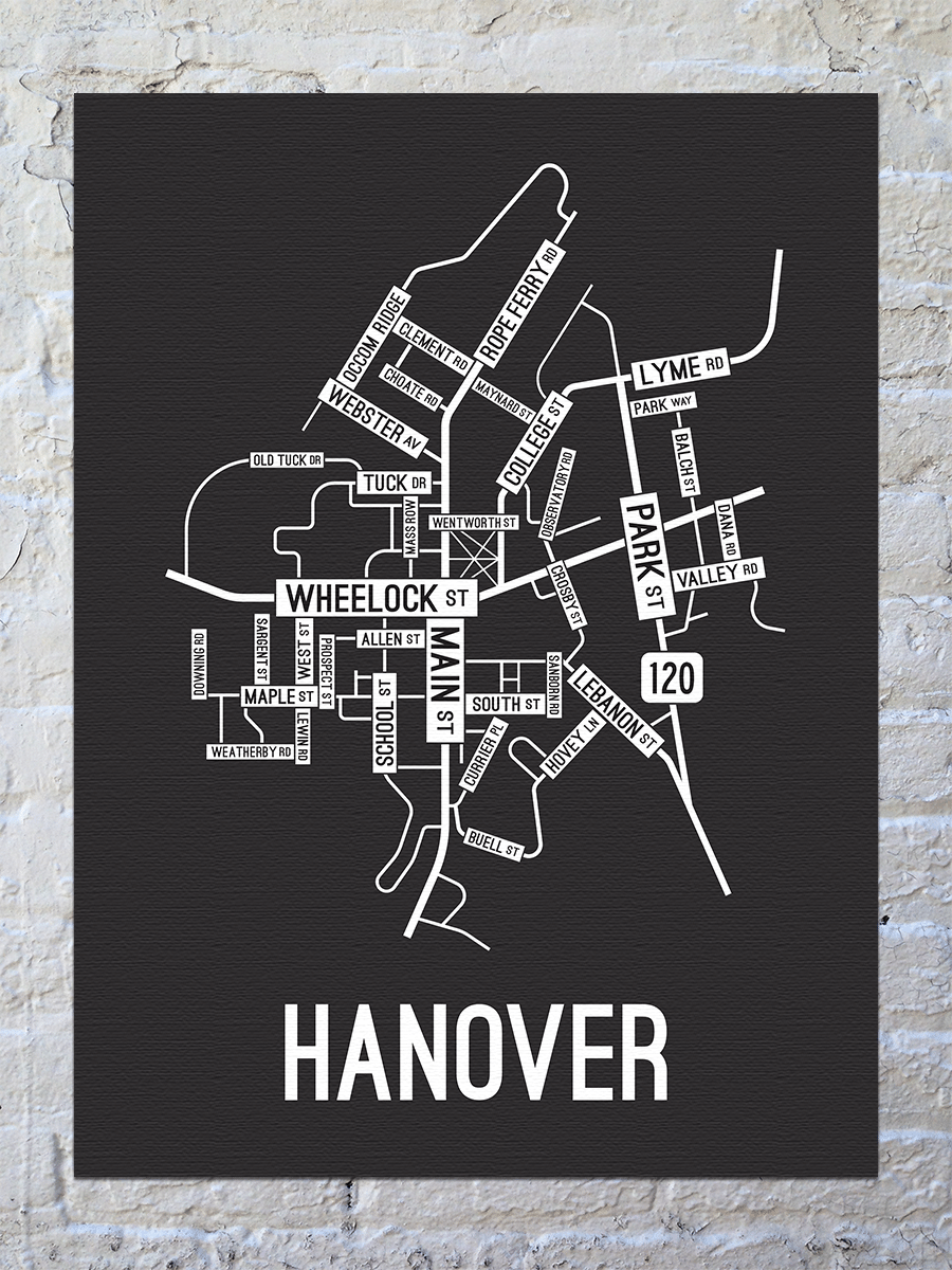Hanover, New Hampshire Street Map Canvas