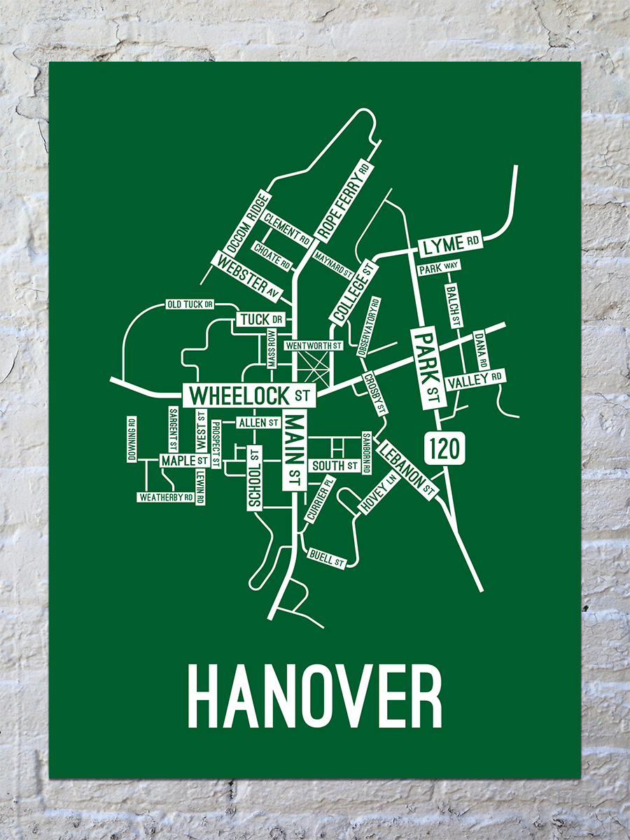 Hanover, New Hampshire Street Map Poster