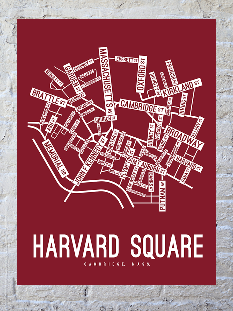 Harvard Square, Cambridge Street Map Poster