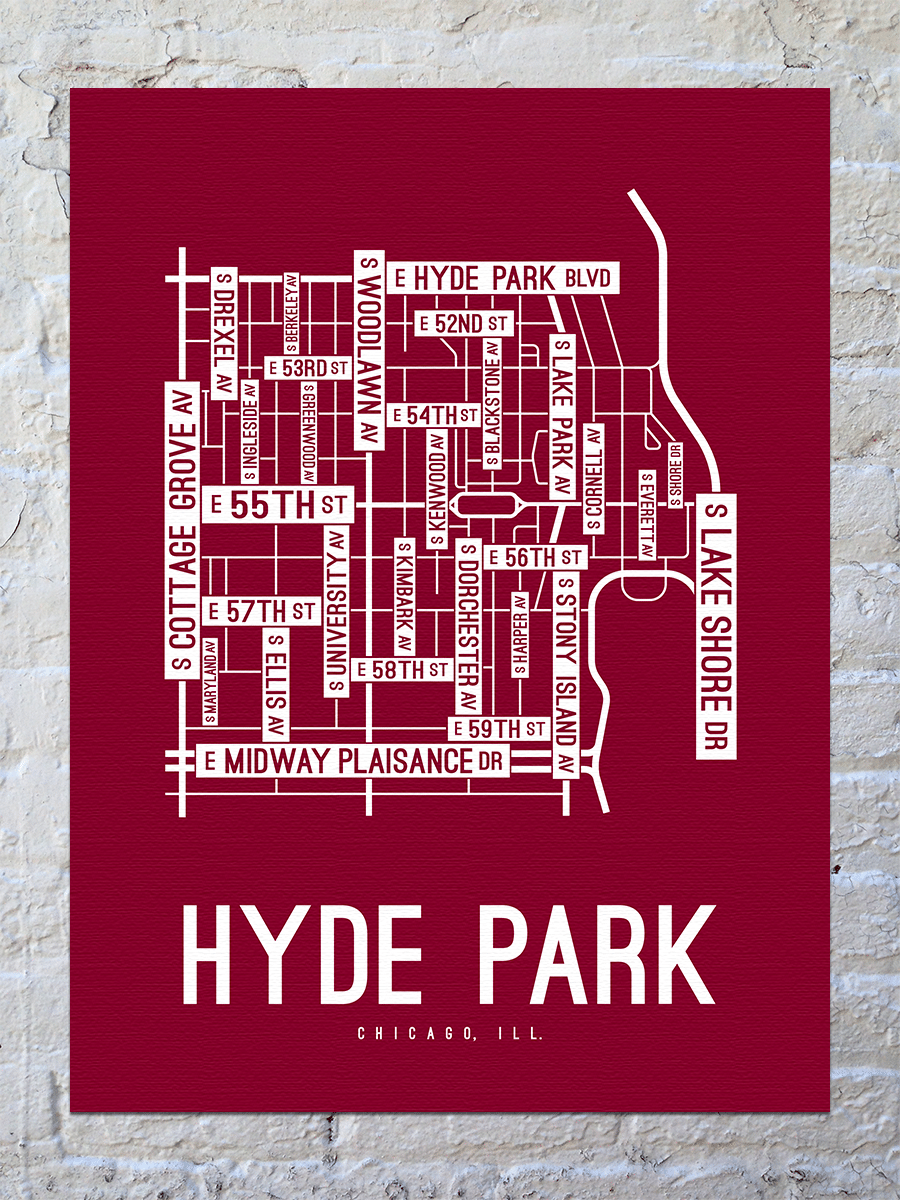 Hyde Park, Chicago Street Map Canvas