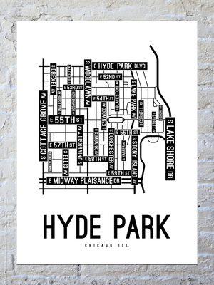 Hyde Park, Chicago Street Map Poster
