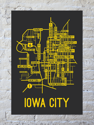 Iowa City, Iowa Street Map Print