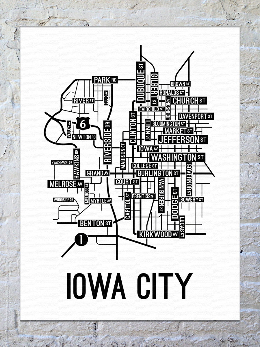 Iowa City, Iowa Street Map Canvas