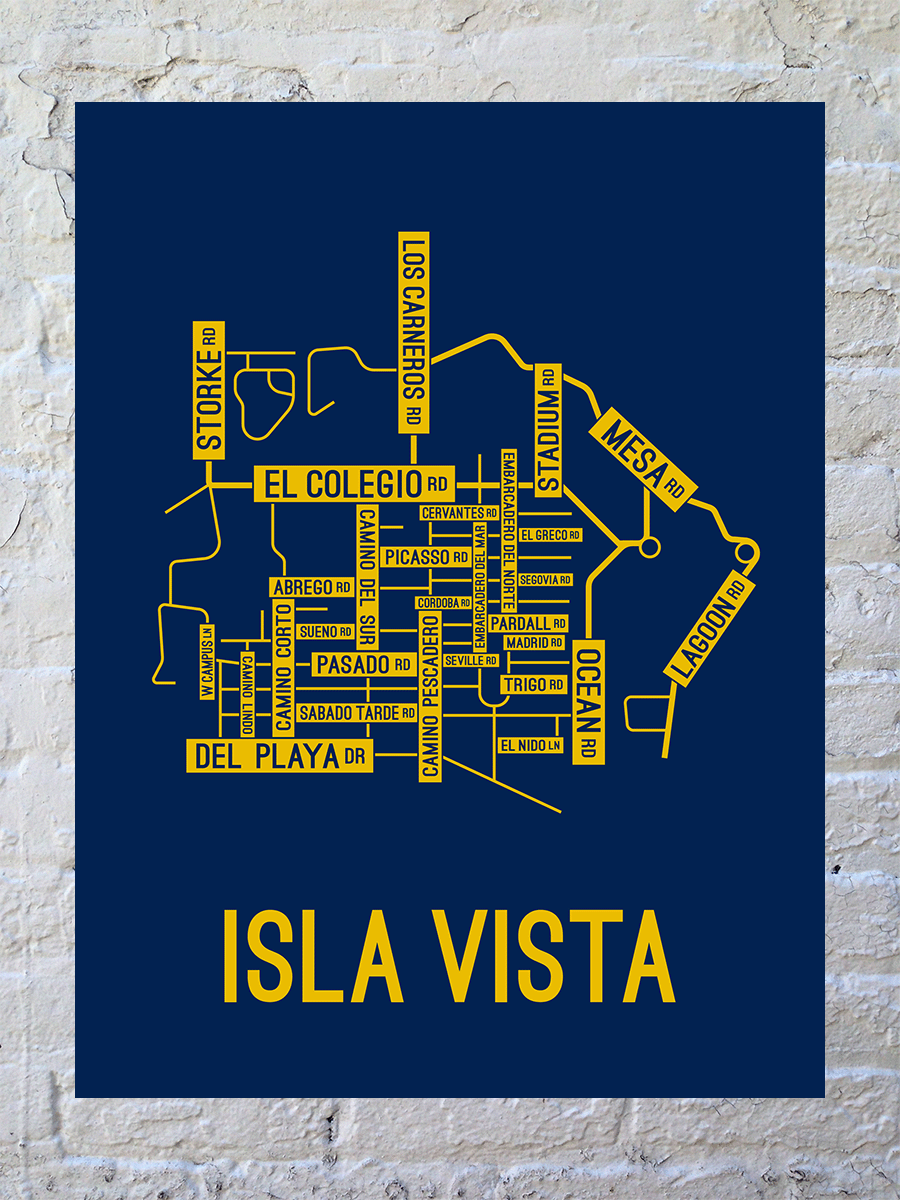 Isla Vista, California Street Map Poster