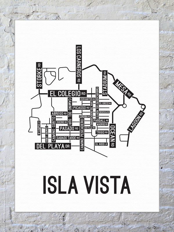 Isla Vista, California Street Map Canvas - School Street Posters