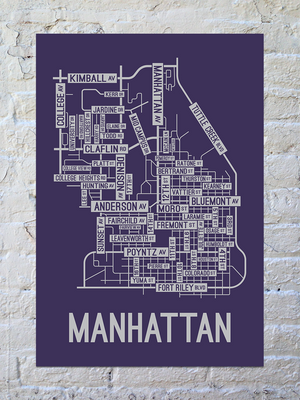 Manhattan, Kansas Street Map Screen Print