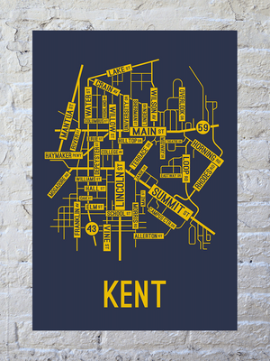 Kent, Ohio Street Map Print