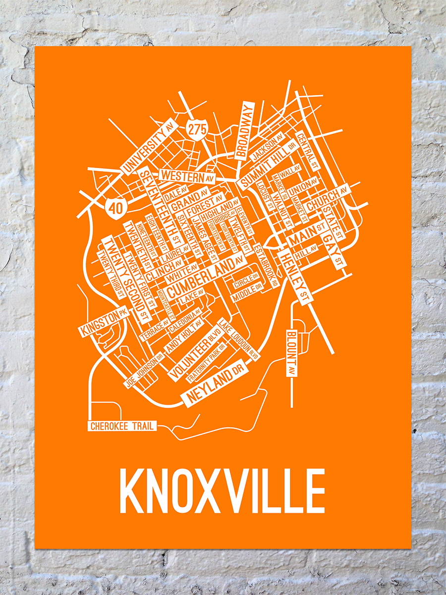 Knoxville, Tennessee Street Map Poster