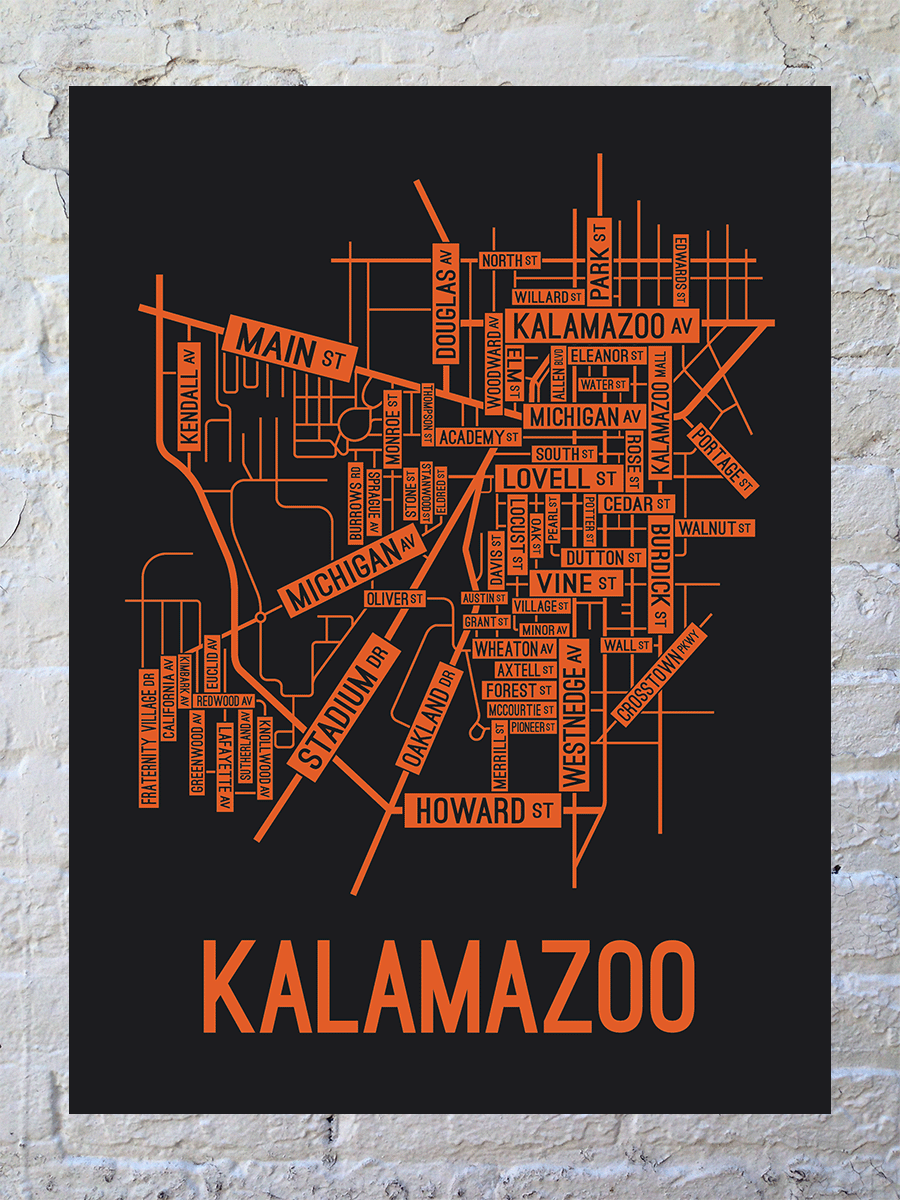 Kalamazoo, Michigan Street Map Poster