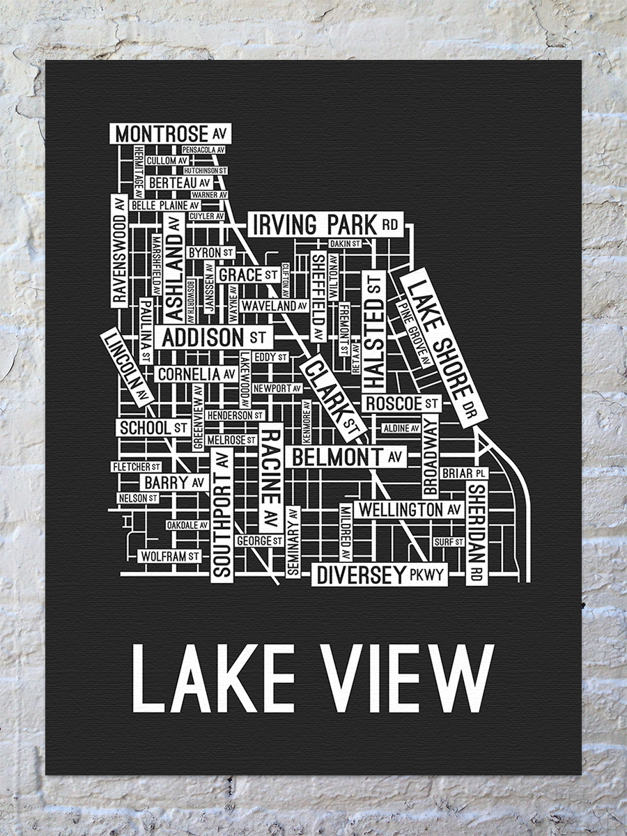 Lake View, Chicago Street Map Canvas