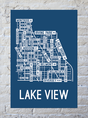 Lake View, Chicago Street Map Screen Print