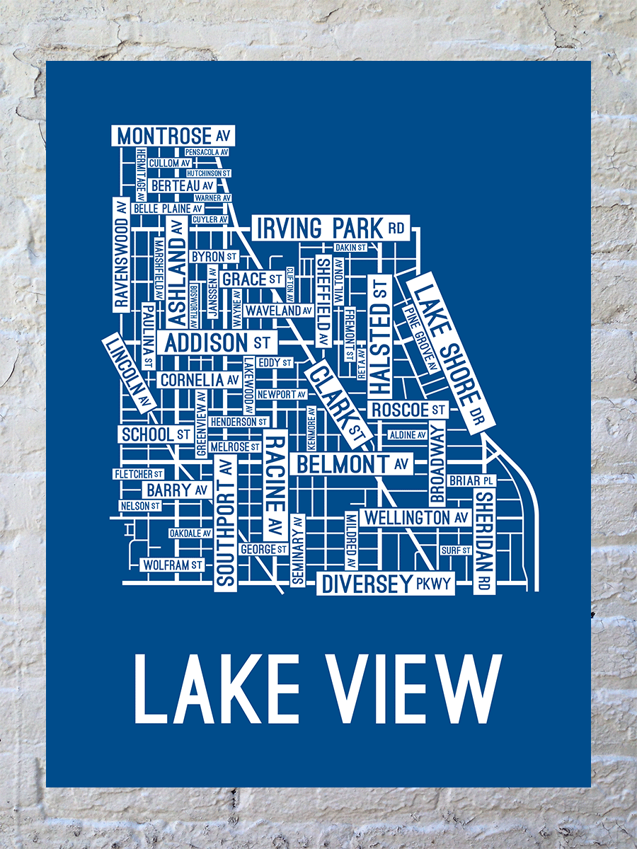 Lake View, Chicago Street Map Poster