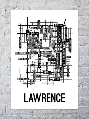 Lawrence, Kansas Street Map Poster