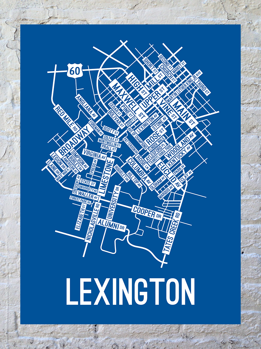 Lexington, Kentucky Street Map Poster