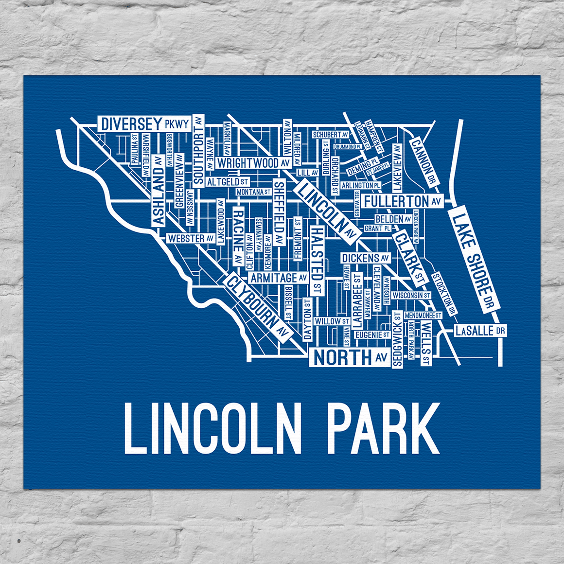 Lincoln Park, Chicago Street Map Canvas