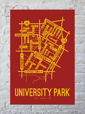University Park, Los Angeles Street Map Print