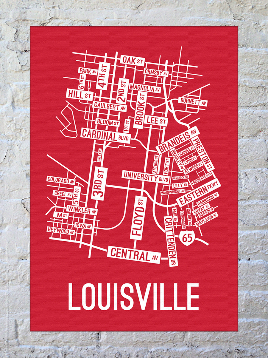 Louisville, Kentucky Street Map Canvas